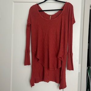Free people waffle knit shirt orange